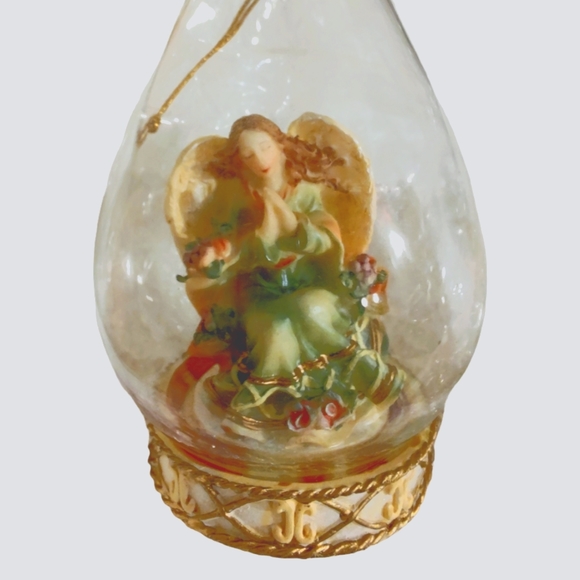 3 Vintage NIB Eluceo Victorian Style Hand Blown Glass Teardrop Angel Ornaments - Picture 3 of 3